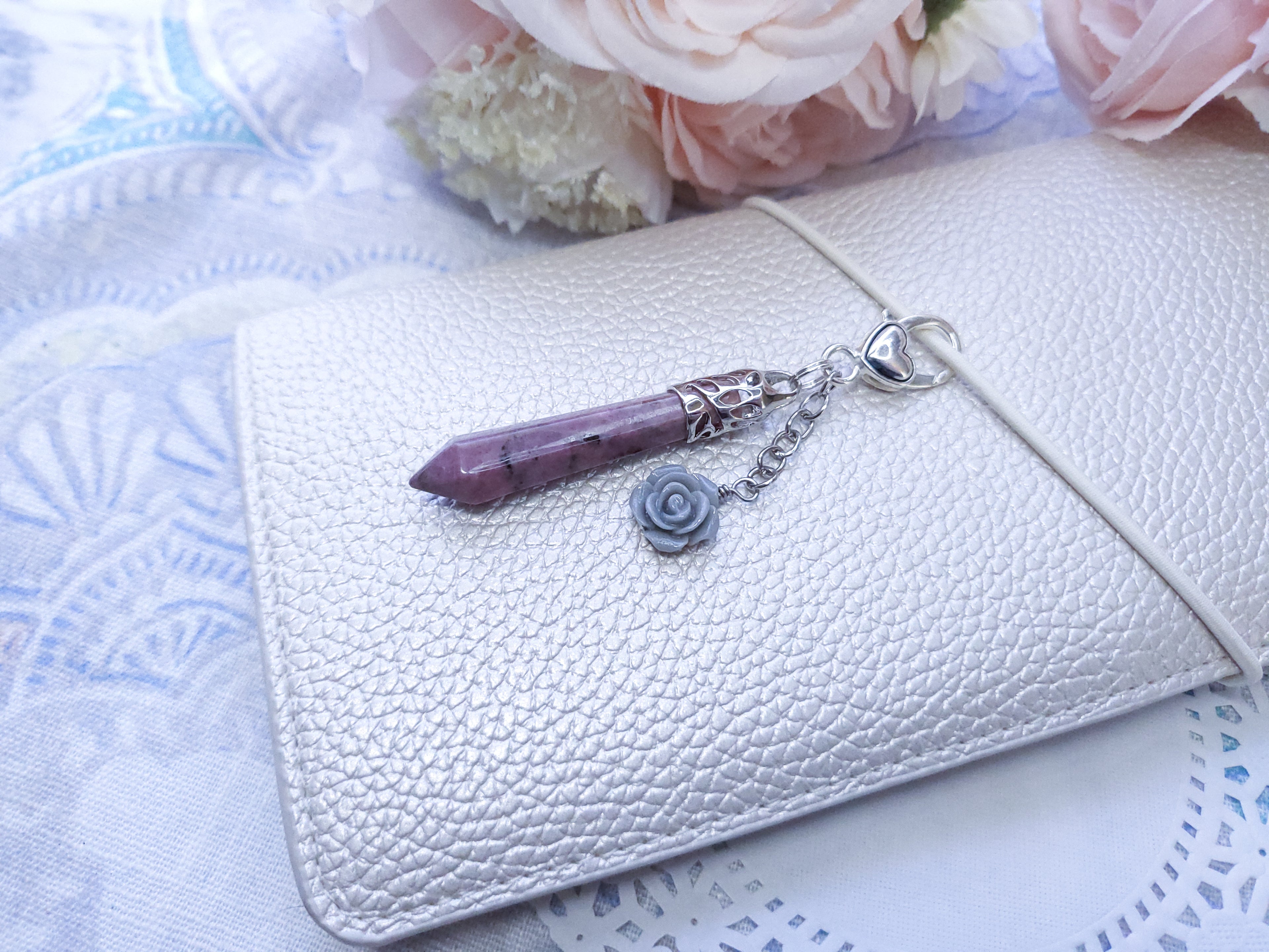 Statement Dangle - Gemstone Pendant (Matrix Rhondonite)