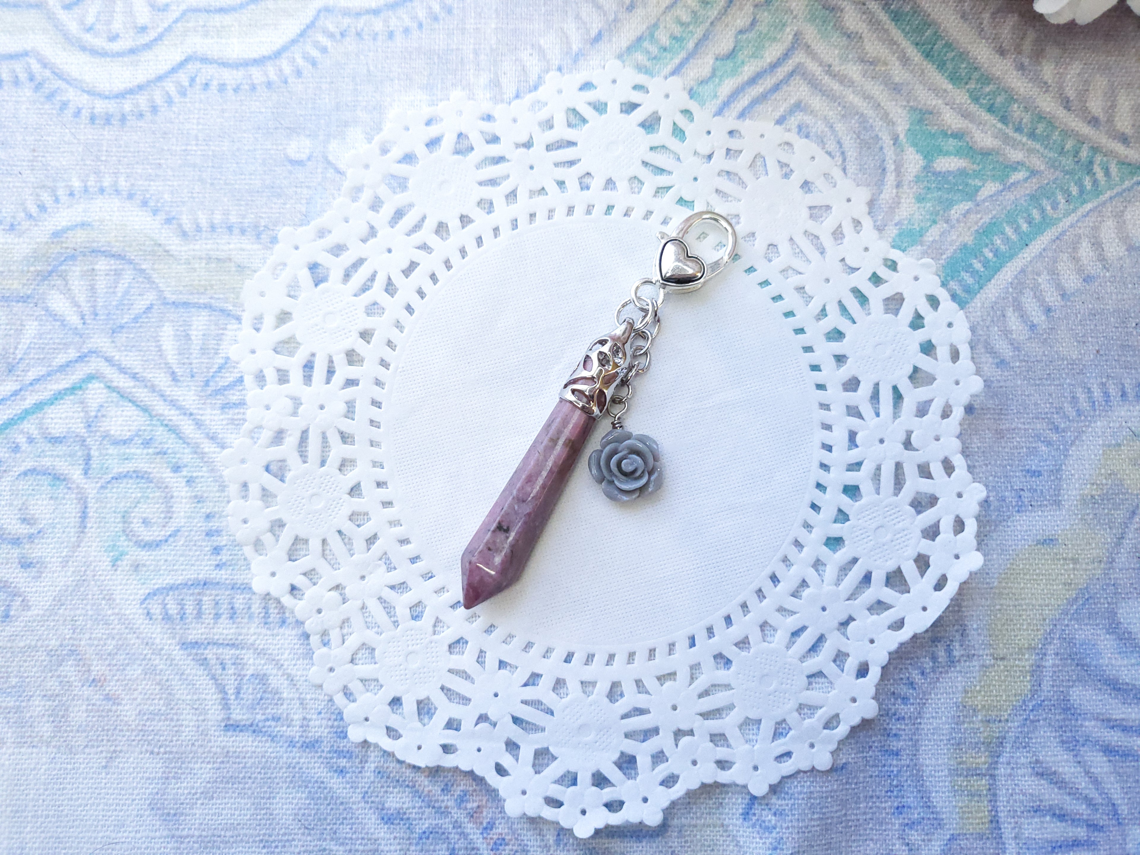 Statement Dangle - Gemstone Pendant (Matrix Rhondonite)