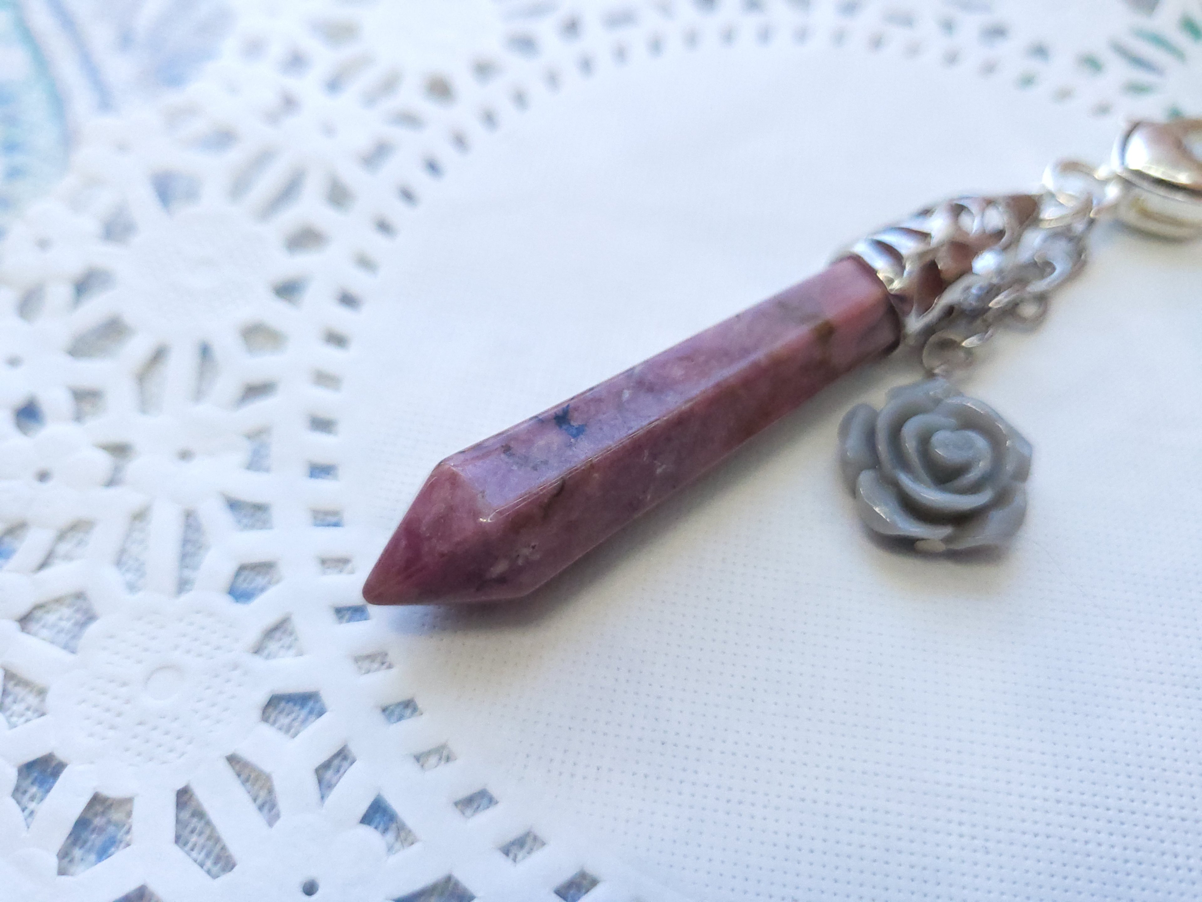 Statement Dangle - Gemstone Pendant (Matrix Rhondonite)