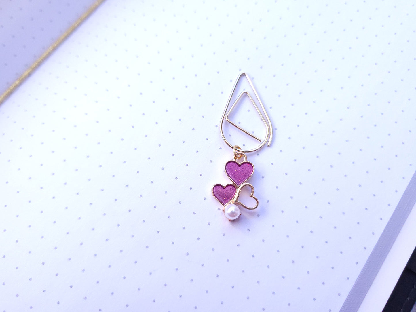 Charmed Paperclip - Purple Hearts