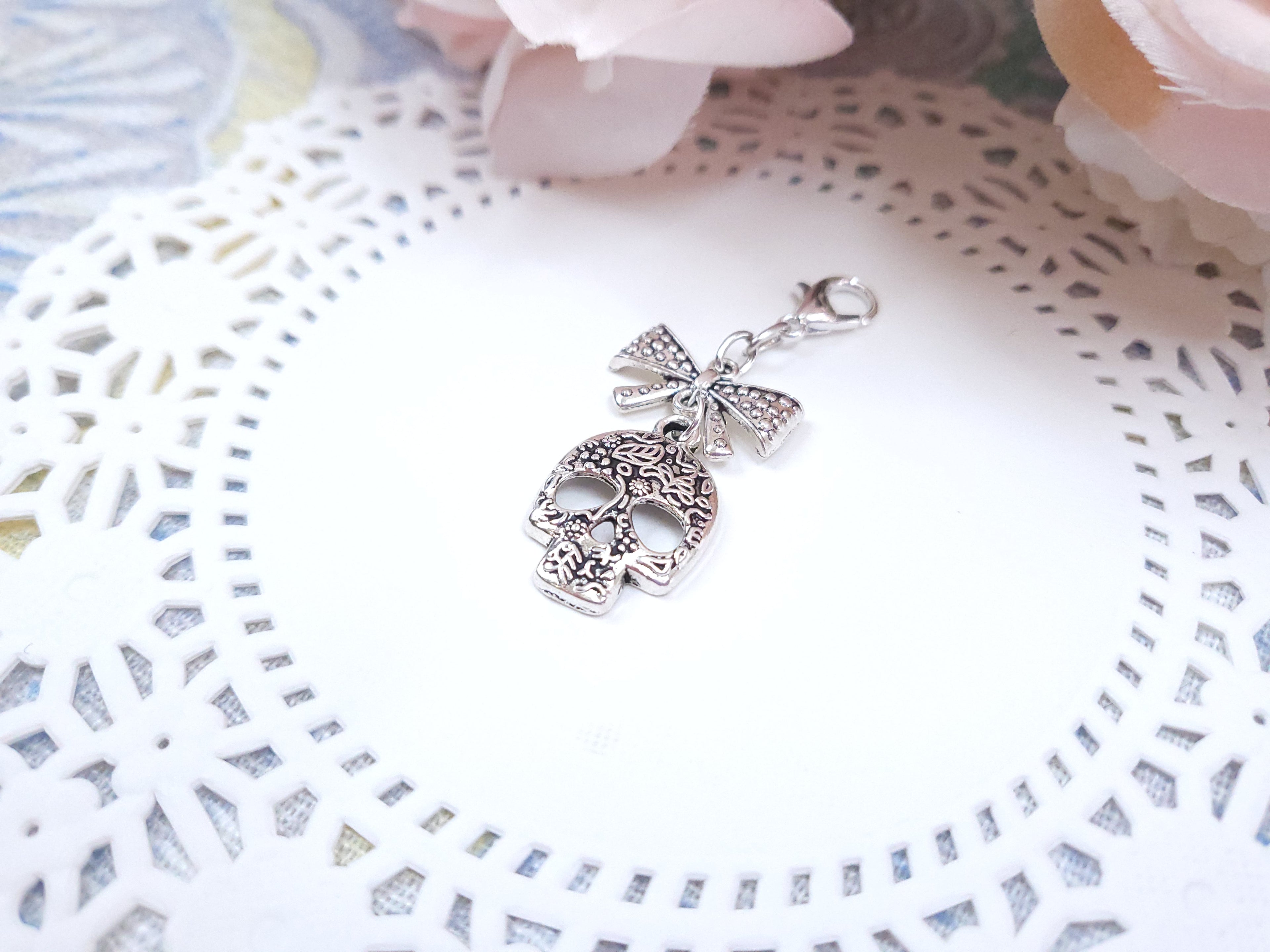 Classic Charm - Floral Skull with Bow