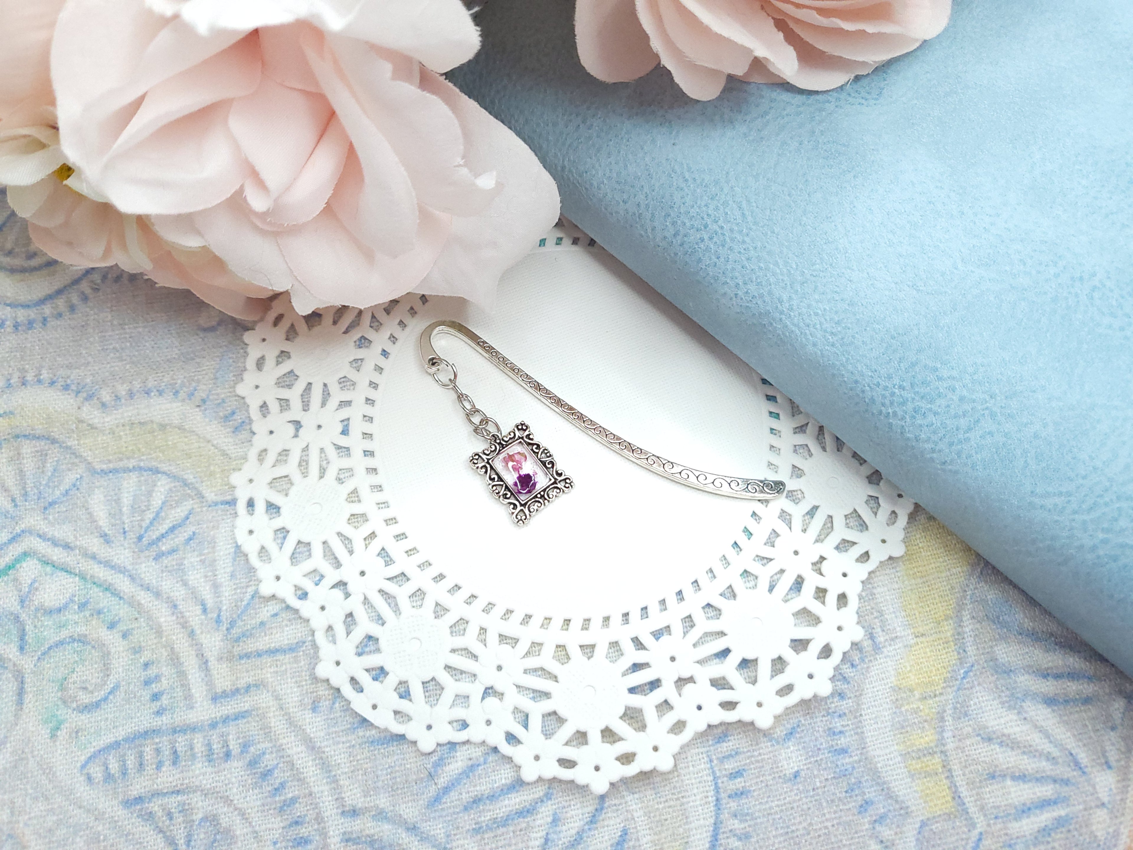 Metal Bookmark - Vintage Floral (Purple)