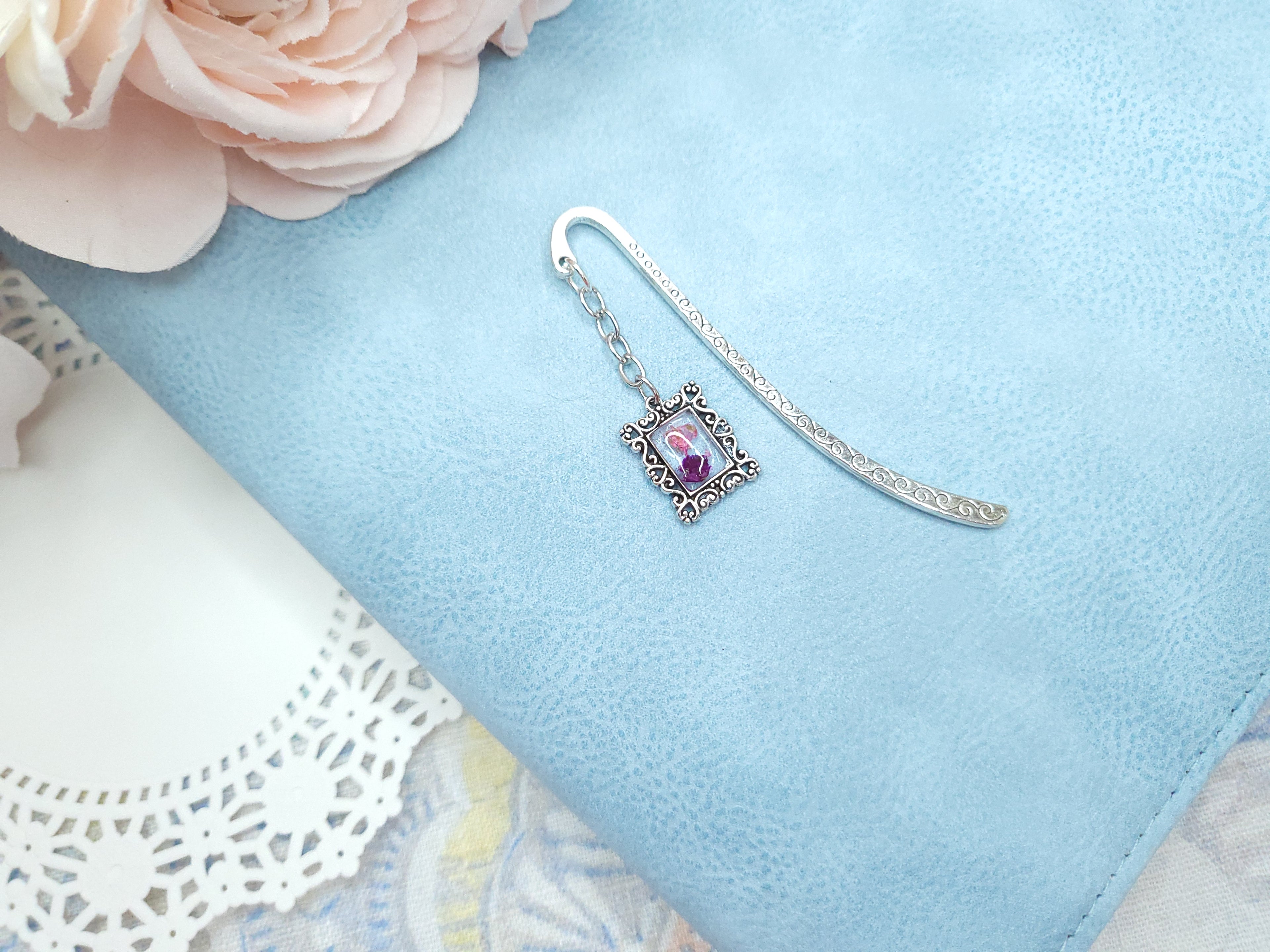 Metal Bookmark - Vintage Floral (Purple)