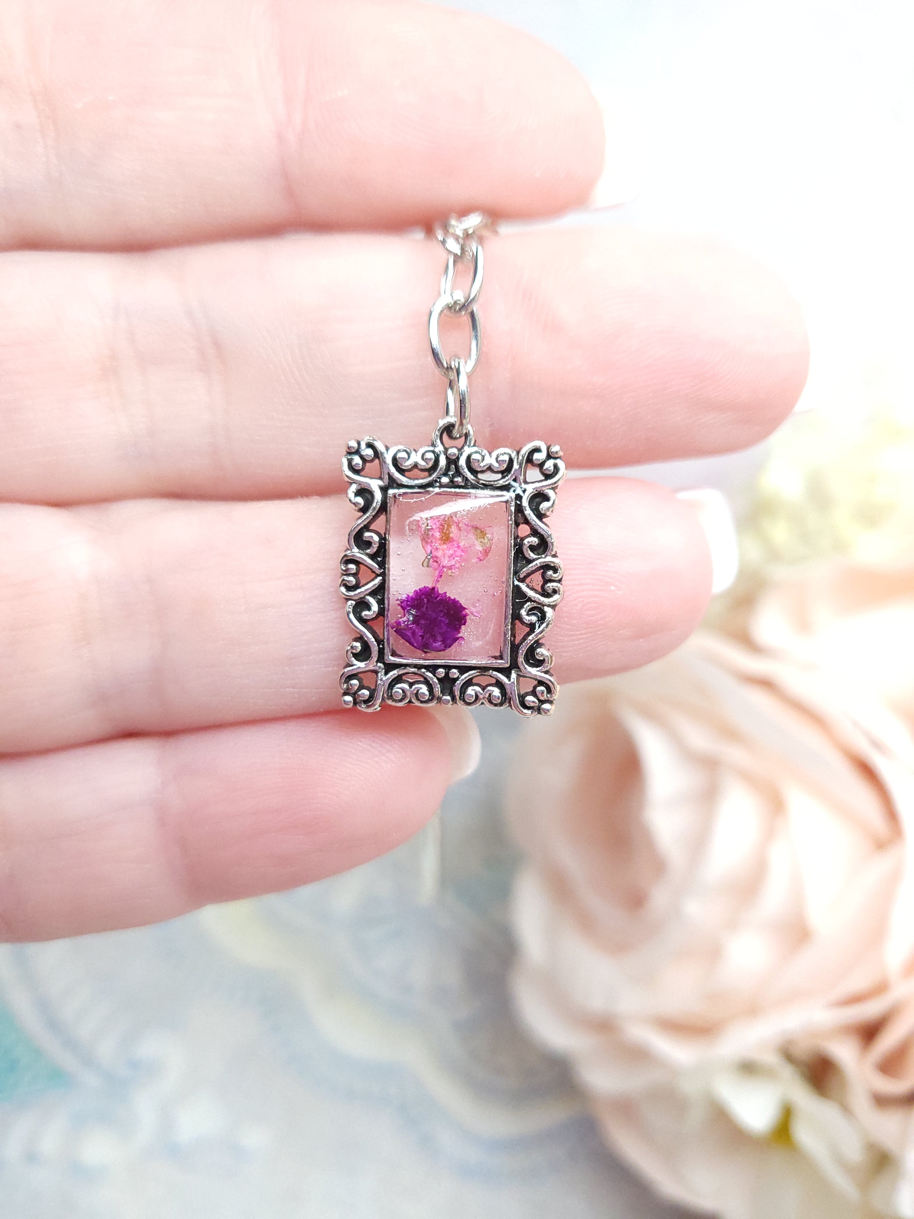 Metal Bookmark - Vintage Floral (Purple)