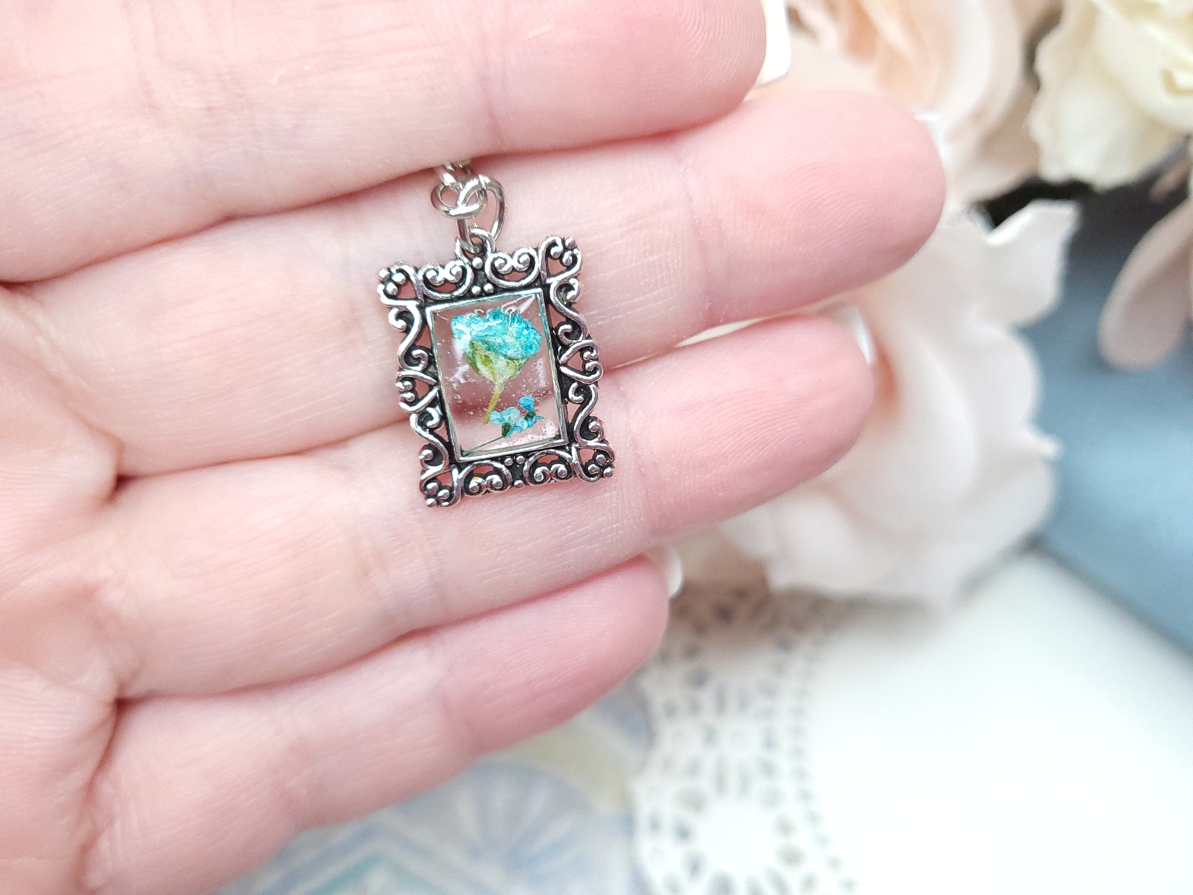 Metal Bookmark - Vintage Floral (Light Blue)