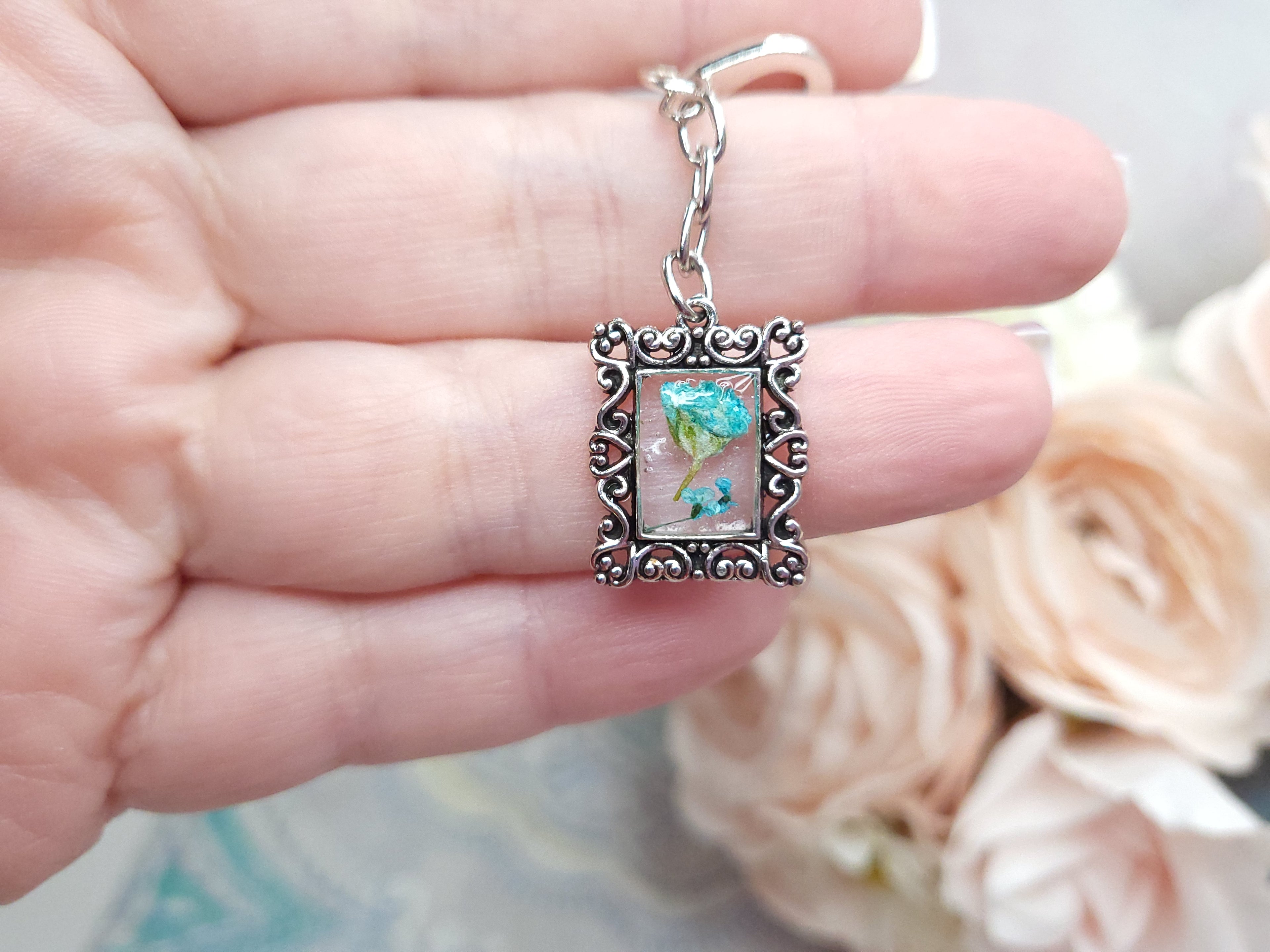 Metal Bookmark - Vintage Floral (Light Blue)