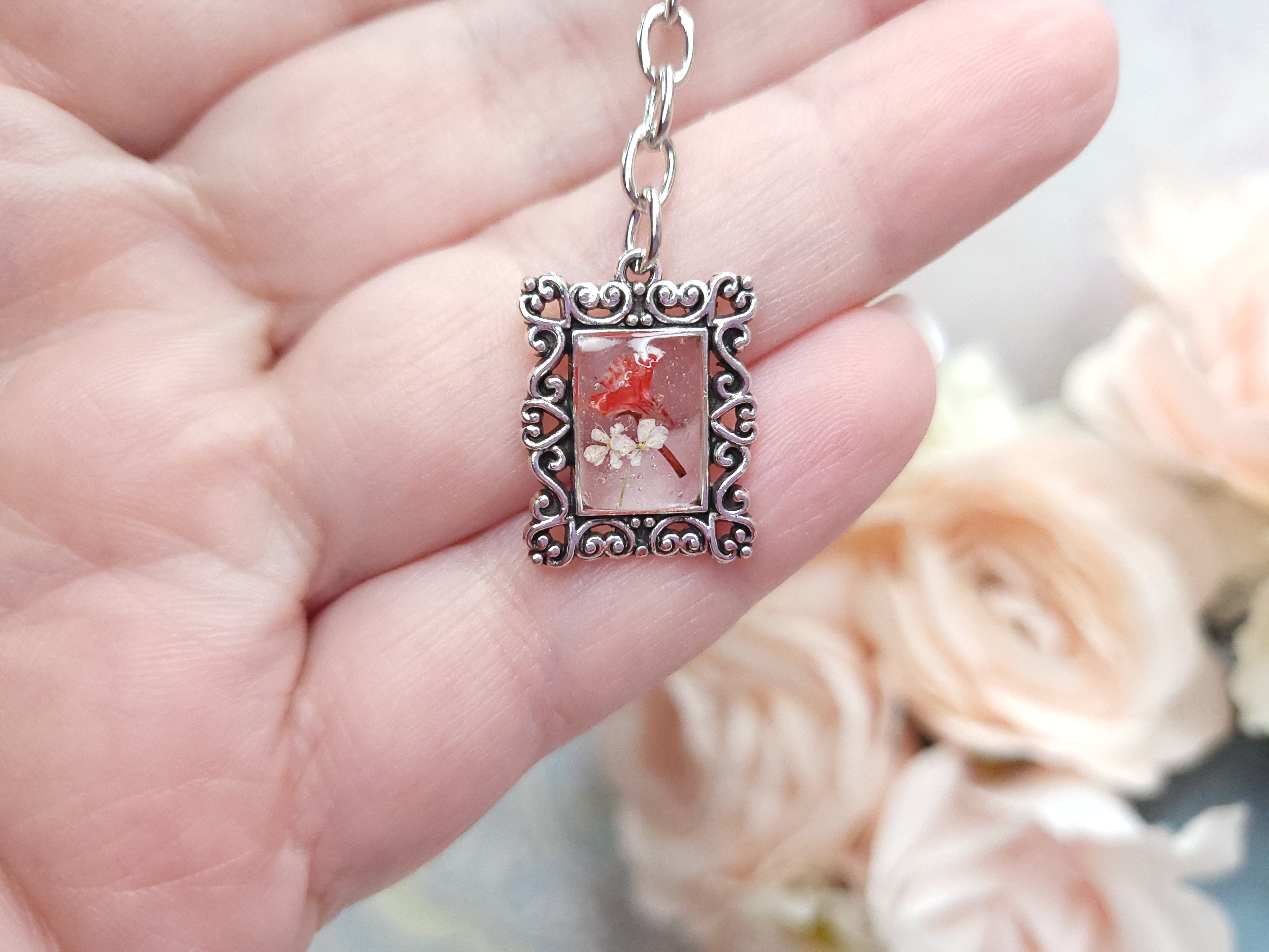 Metal Bookmark - Vintage Floral (Red)