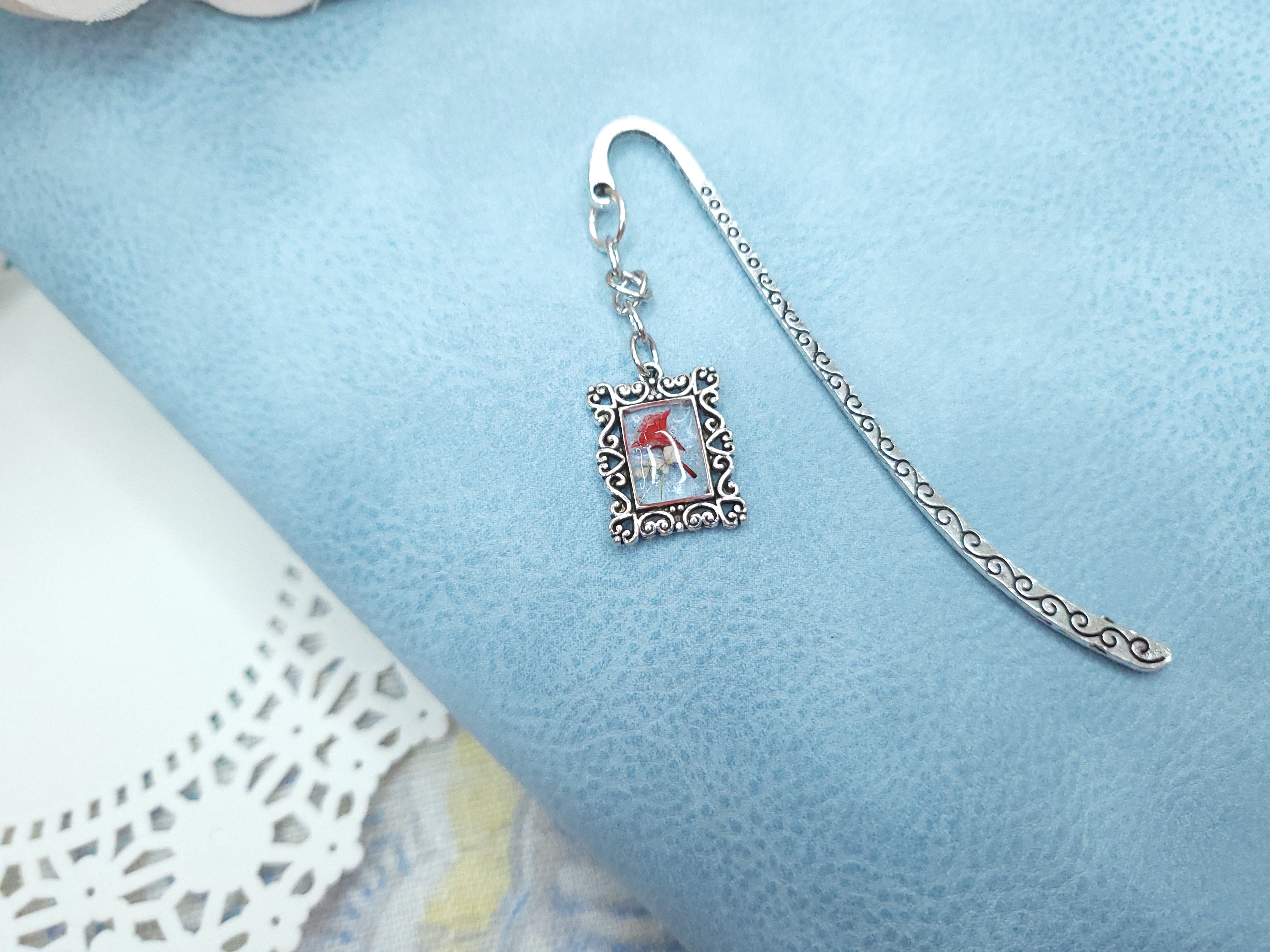 Metal Bookmark - Vintage Floral (Red)