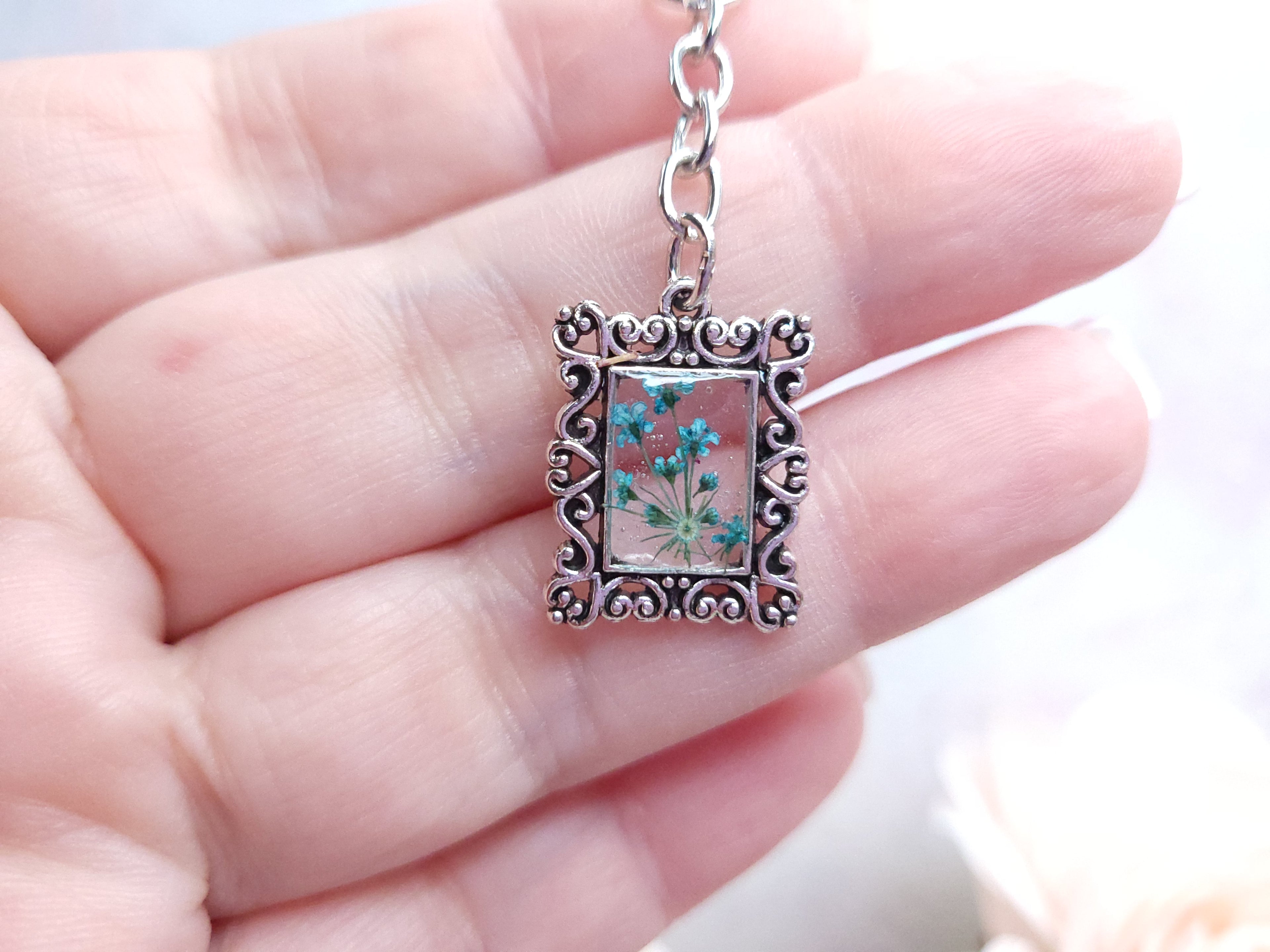 Metal Bookmark - Vintage Floral (Bright Blue)