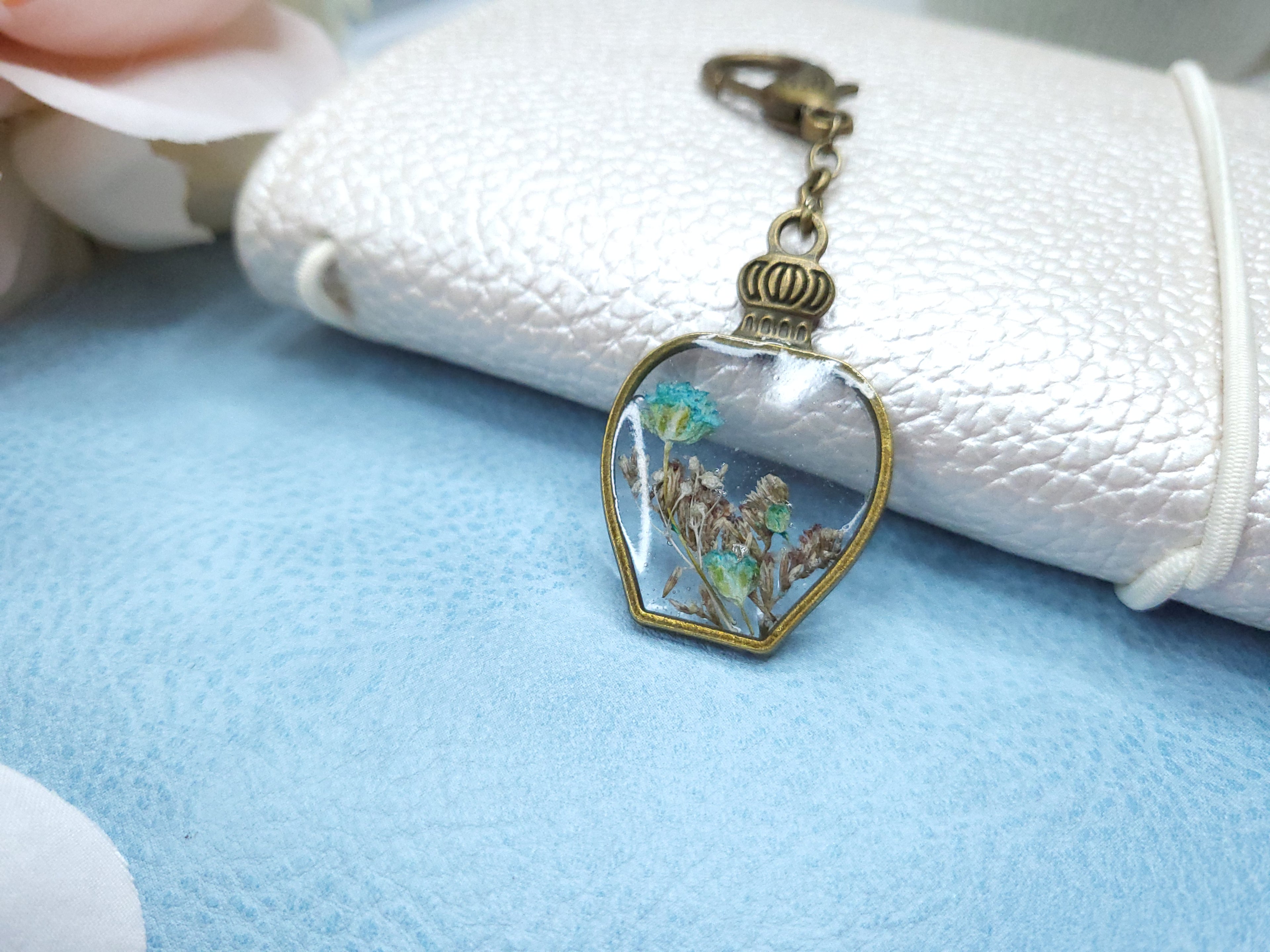 Statement Dangle - Vintage Floral (Transparent Blue)
