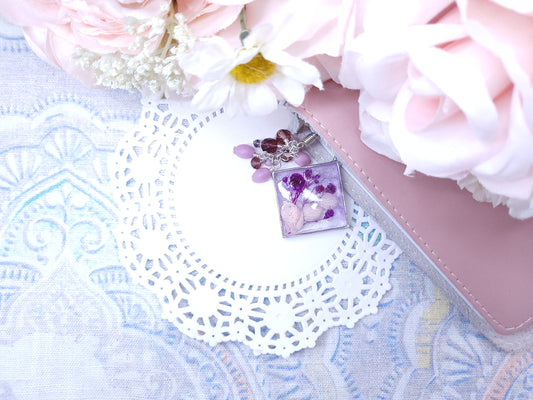 Beaded Bookmark - Vintage Floral - Purple Diamond Florals