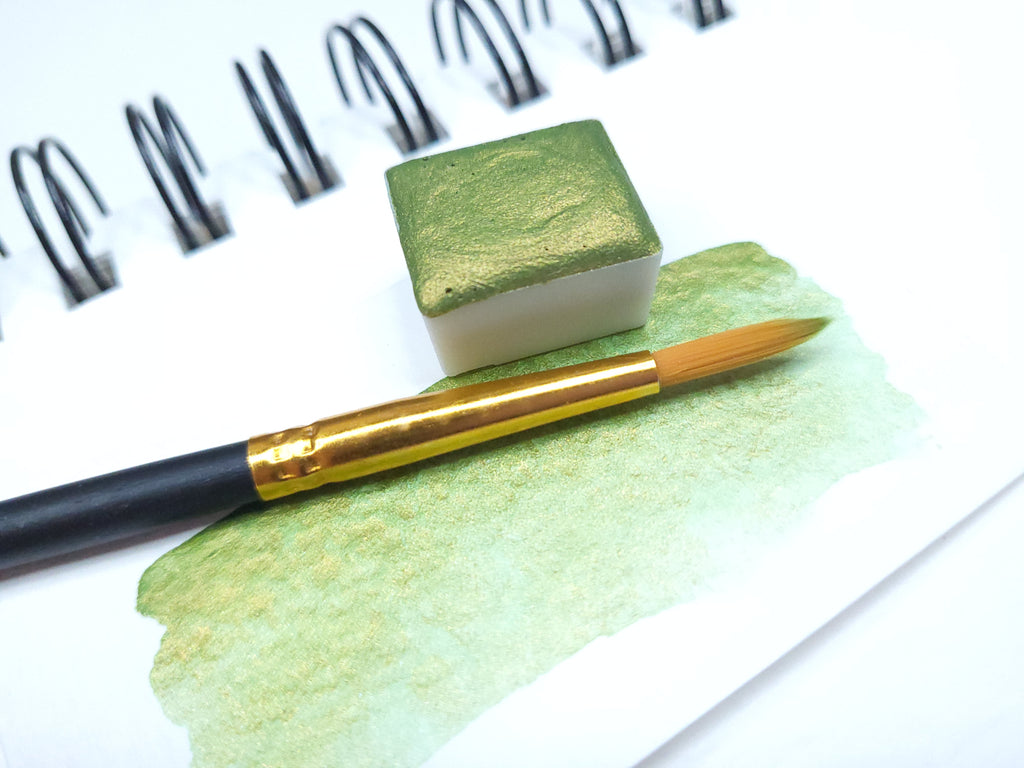 Watercolor Half Pan - Metallic Moss