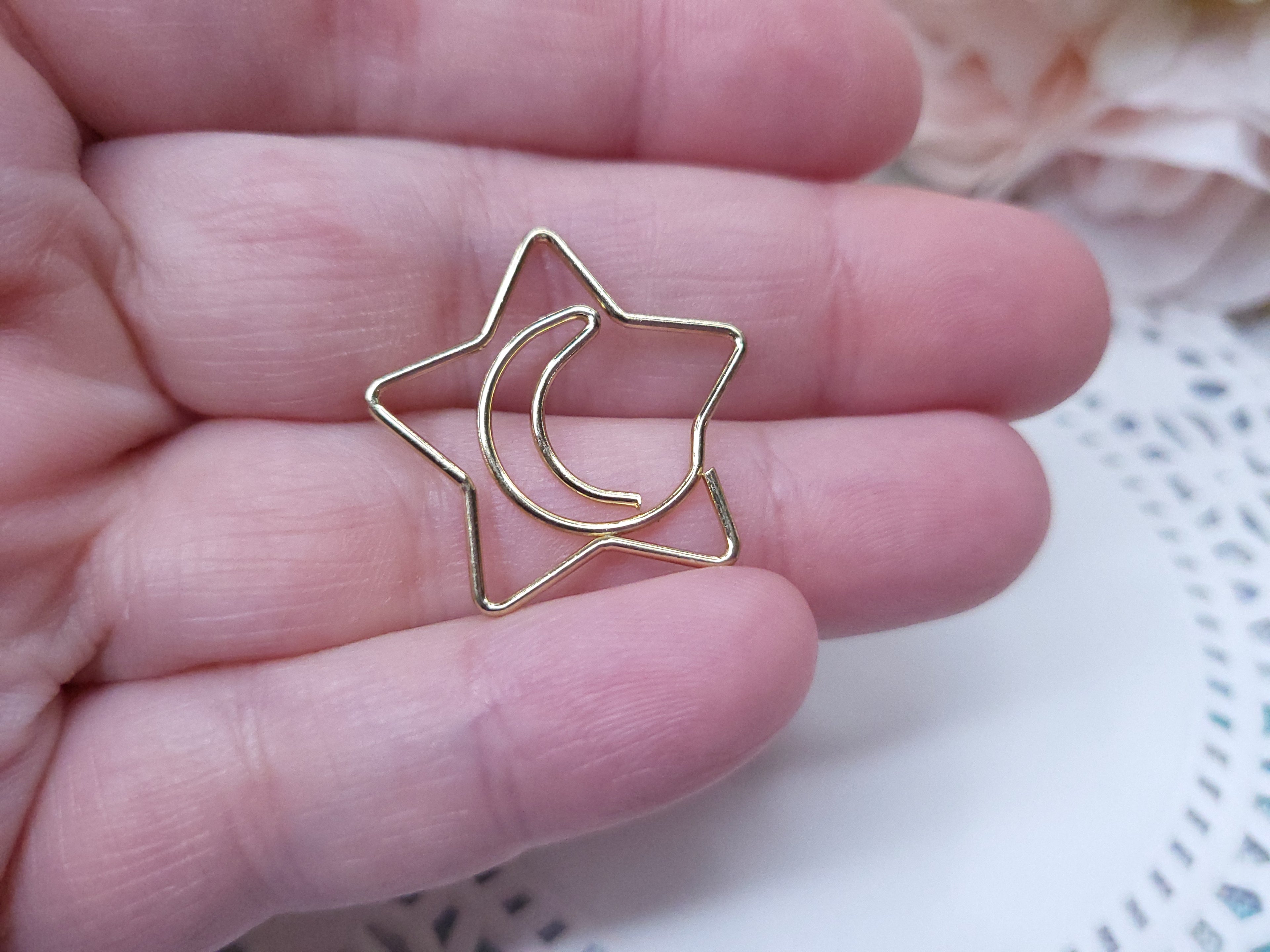 Shaped Paperclips - Moon and Star (Gold)