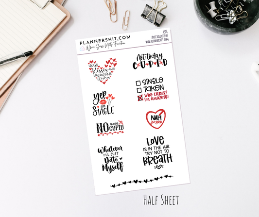 Half Sheet Planner Stickers - Anti Valentines
