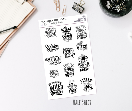 Half Sheet Planner Stickers - Halloween Sass
