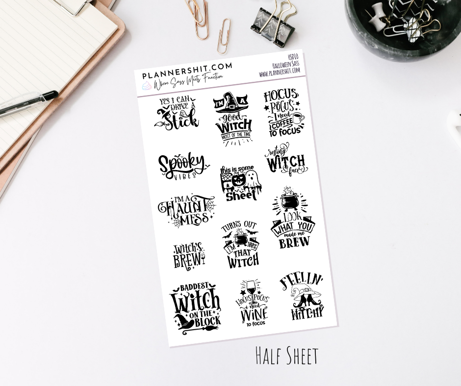 Half Sheet Planner Stickers - Halloween Sass
