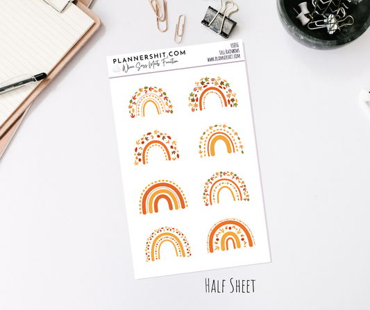 Half Sheet Planner Stickers - Fall Rainbows