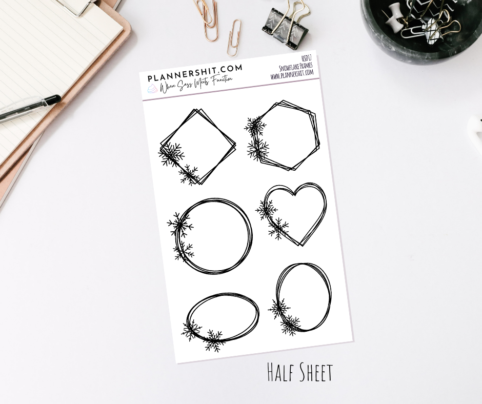 Half Sheet Planner Stickers - Snowflake Frames