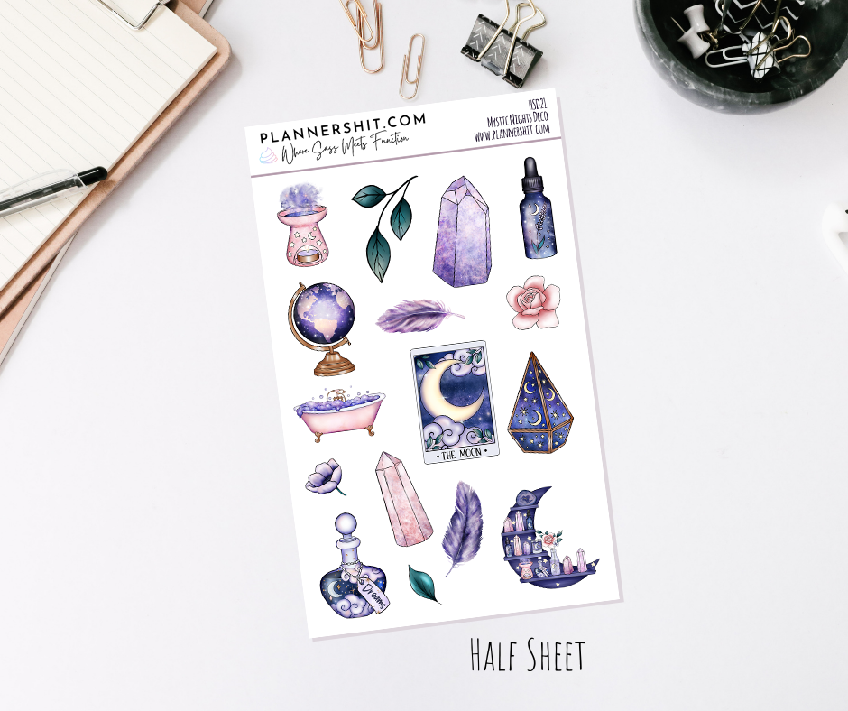Half Sheet Planner Stickers - Mystic Nights Deco