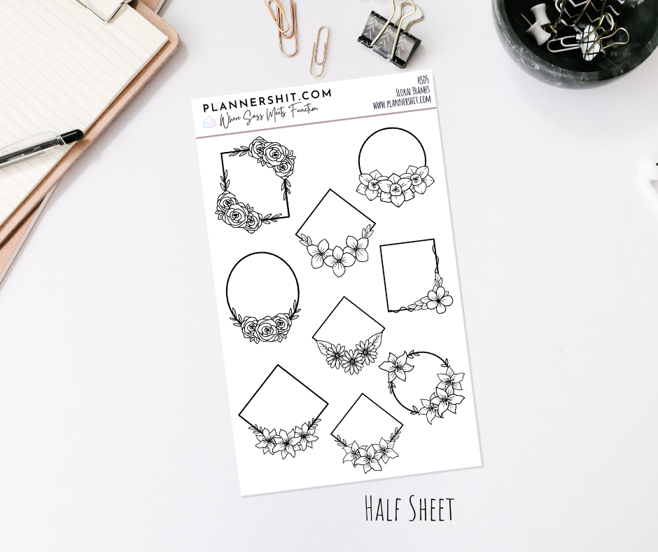 Half Sheet Planner Stickers - Floral Frames