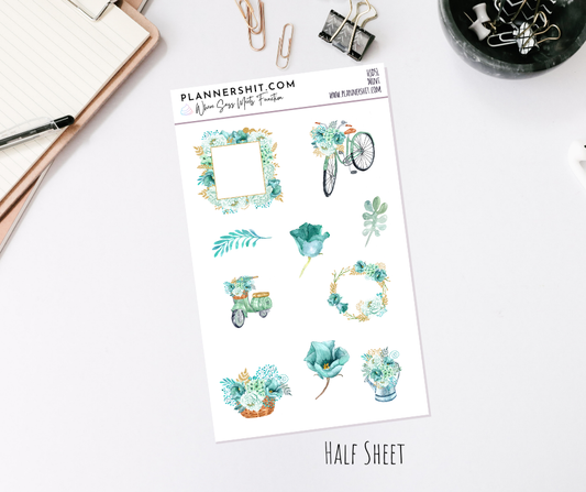 Half Sheet Planner Stickers - Mint