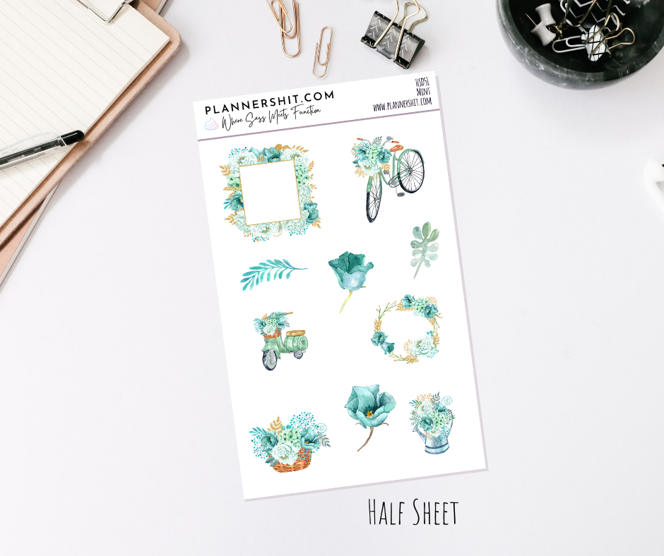 Half Sheet Planner Stickers - Mint – PlannerShit.com