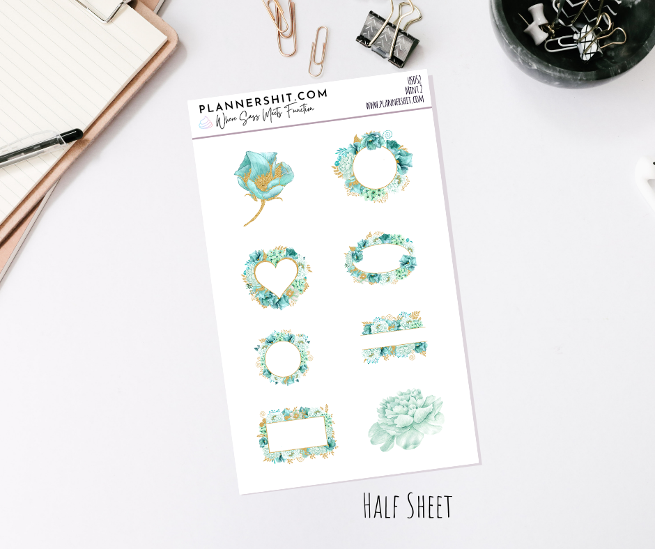 Half Sheet Planner Stickers - Mint 2