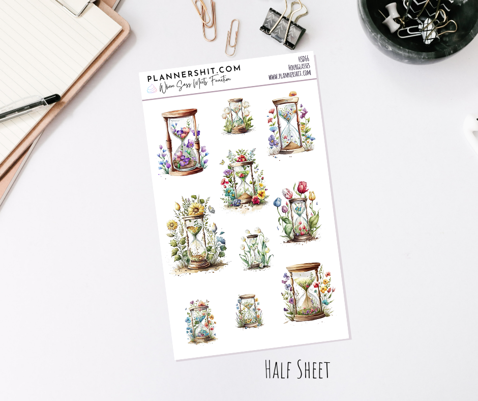 Half Sheet Planner Stickers - Hourglasses