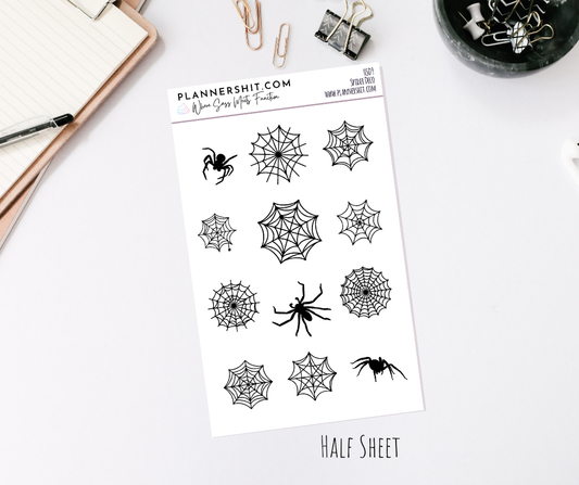 Half Sheet Planner Stickers - Spider Deco