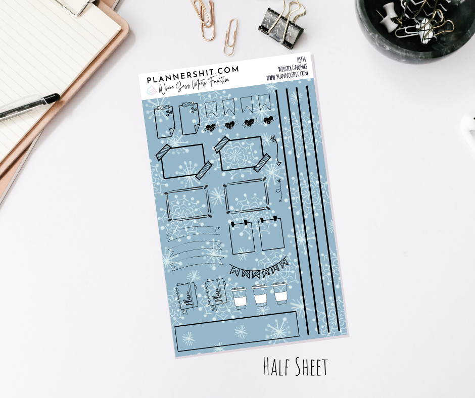 Half Sheet Planner Stickers - Winter Gnomes