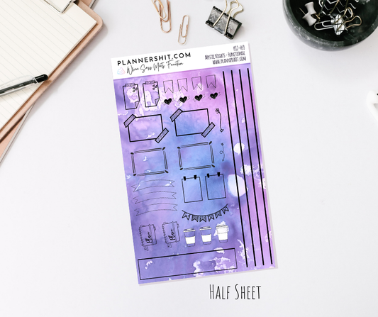 Half Sheet Planner Stickers - Mystic Nights Functional