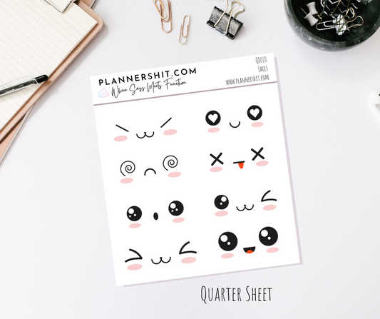Quarter Sheet Planner Stickers - Faces