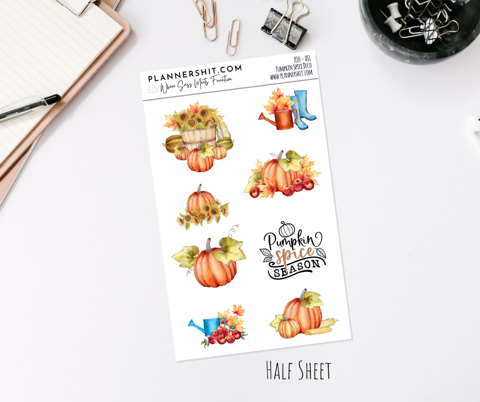 Half Sheet Planner Stickers - Pumpkin Spice Deco