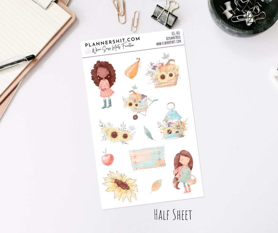 Half Sheet Planner Stickers - Autumn Deco