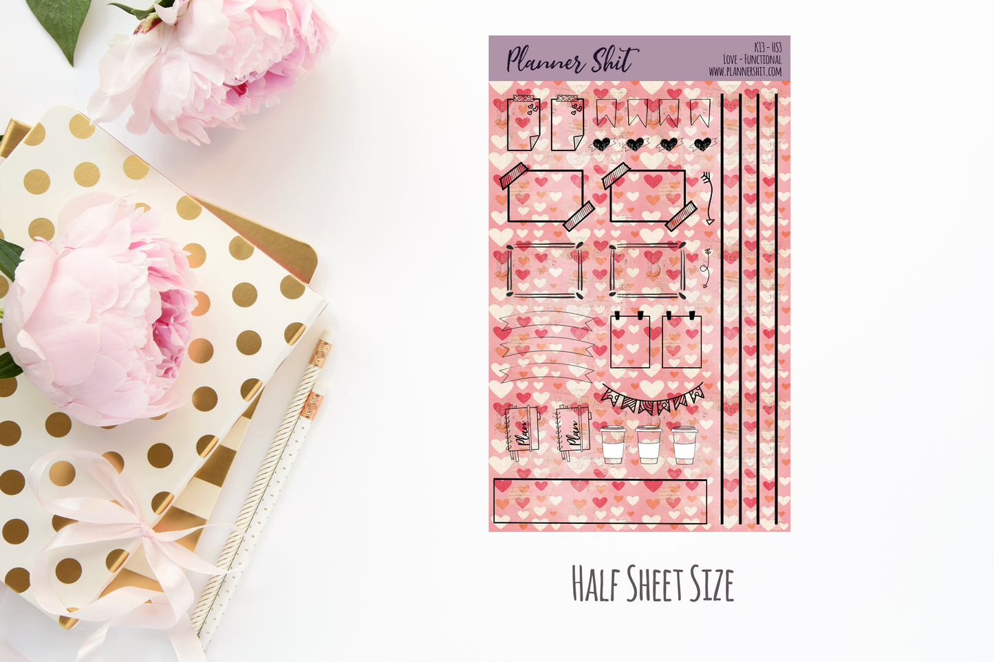 Half Sheet Planner Stickers - Love Functional