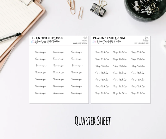 Quarter Sheet Scripts - Financial Basics