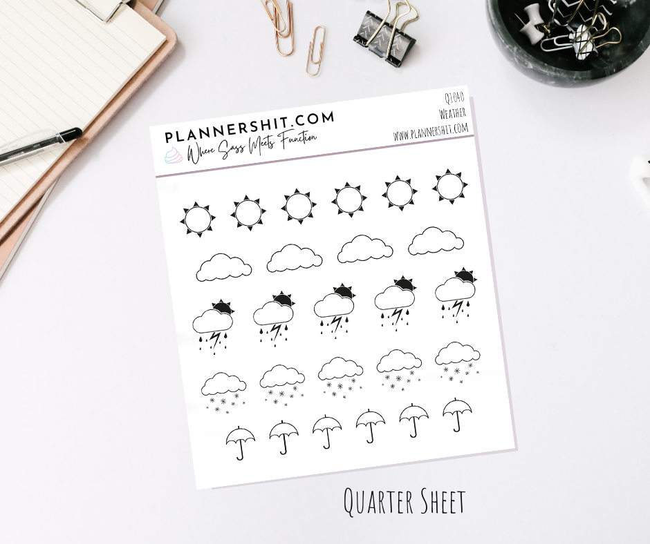 Quarter Sheet Planner Stickers - Weather
