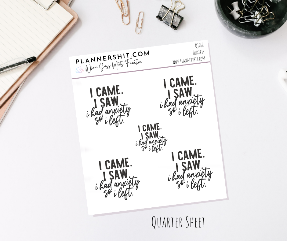 Quarter Sheet Planner Stickers - Anxiety