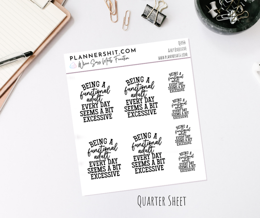 Quarter Sheet Planner Stickers - A Bit Excessive