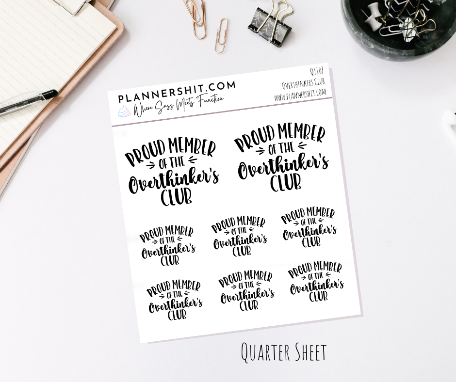 Quarter Sheet Planner Stickers - Overthinkers Club