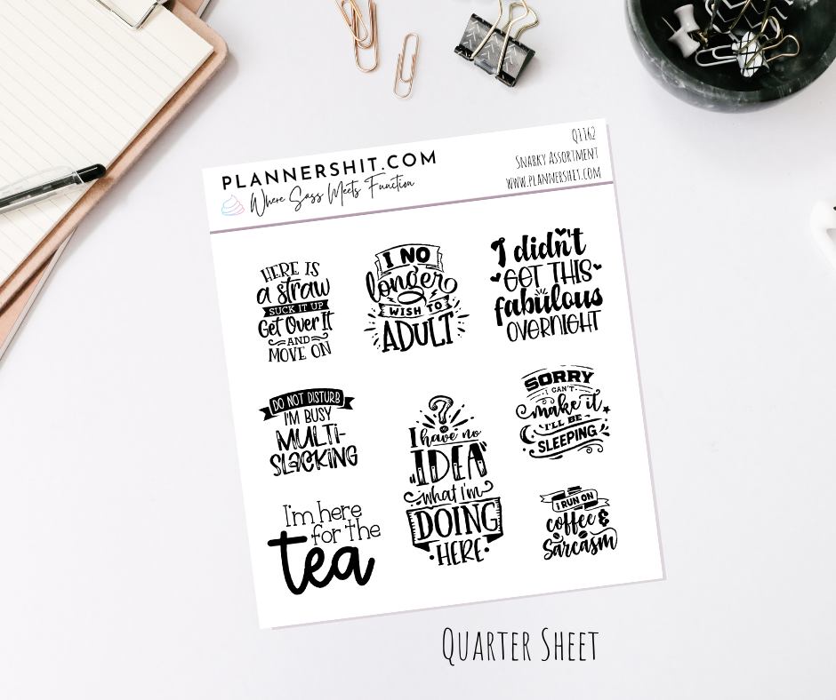Quarter Sheet Planner Stickers - Snarky Assortment