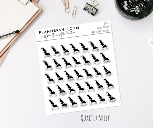 Quarter Sheet Planner Stickers - Chores - Vacuum