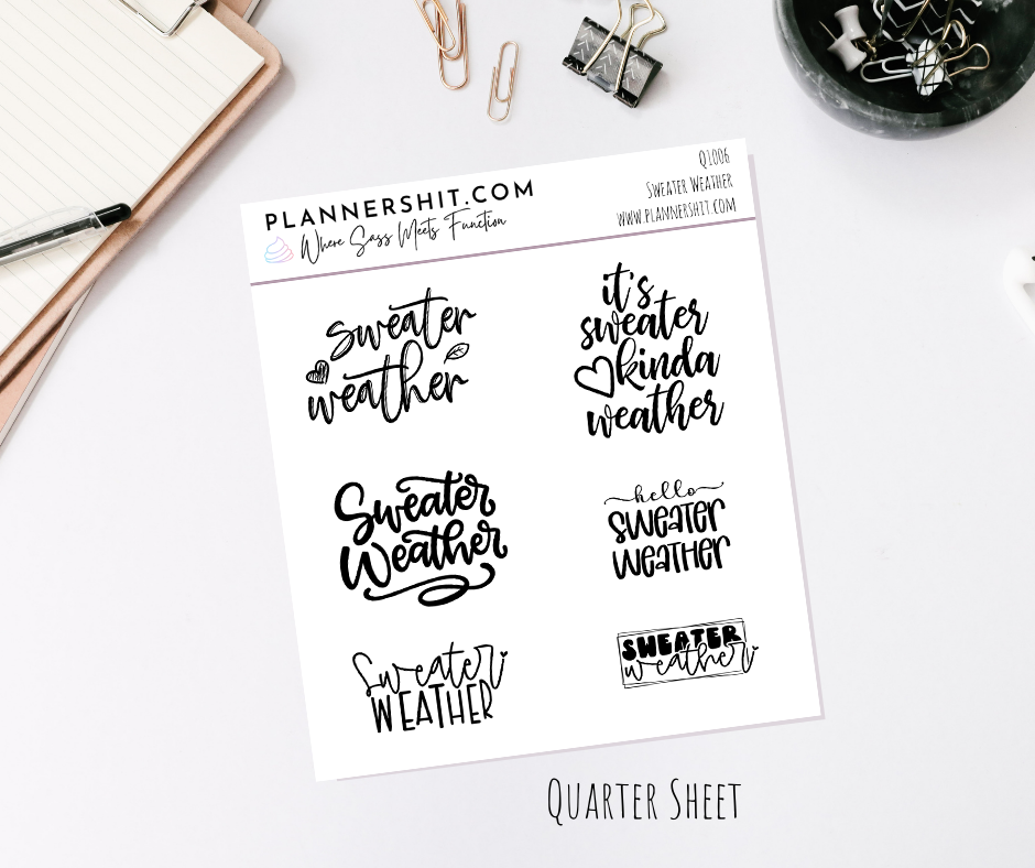 Quarter Sheet Planner Stickers - Sweater Weather