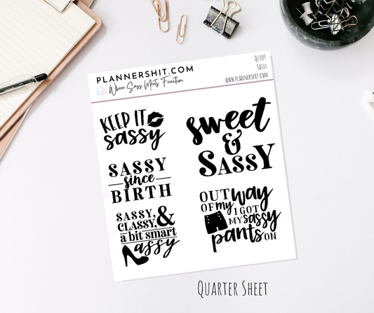 Quarter Sheet Planner Stickers - Sassy