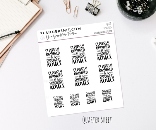 Quarter Sheet Planner Stickers - Disguised