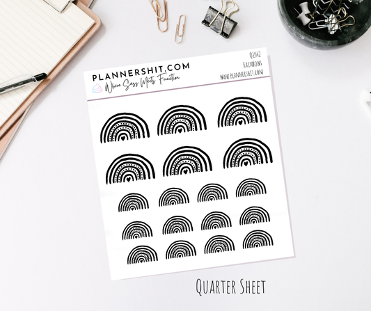 Quarter Sheet Planner Stickers - Rainbows