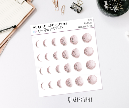 Quarter Sheet Planner Stickers - Moon Phases