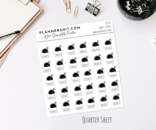 Quarter Sheet Planner Stickers - Chores - Dishes
