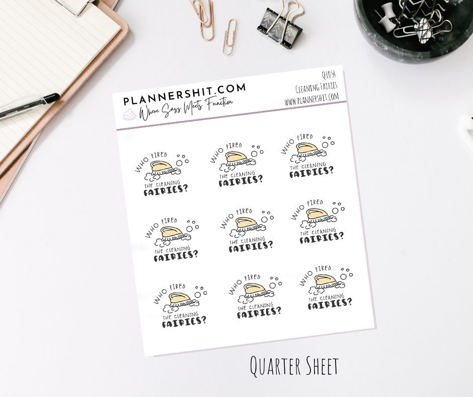 Quarter Sheet Planner Stickers - Cleaning Fairies