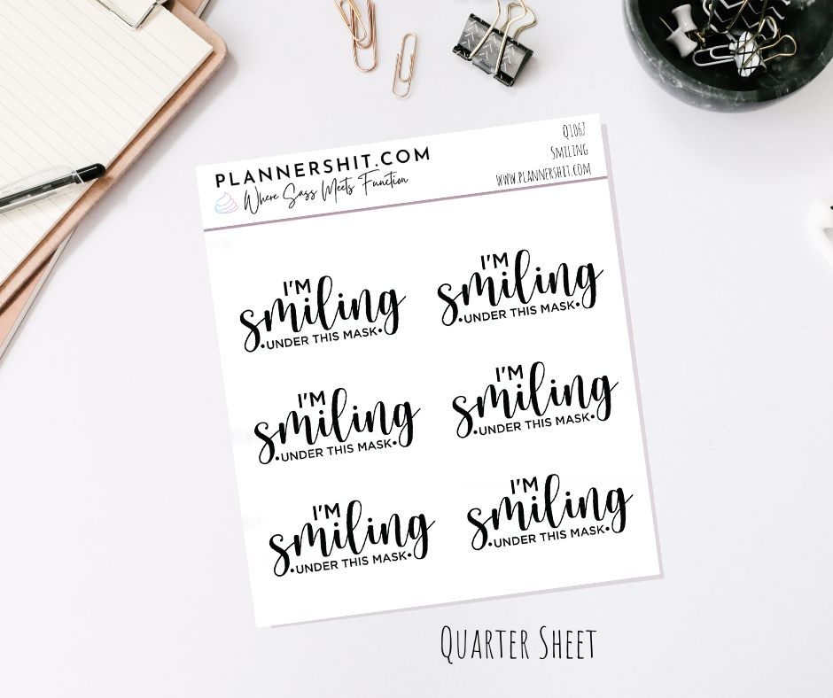 Quarter Sheet Planner Stickers - Smiling